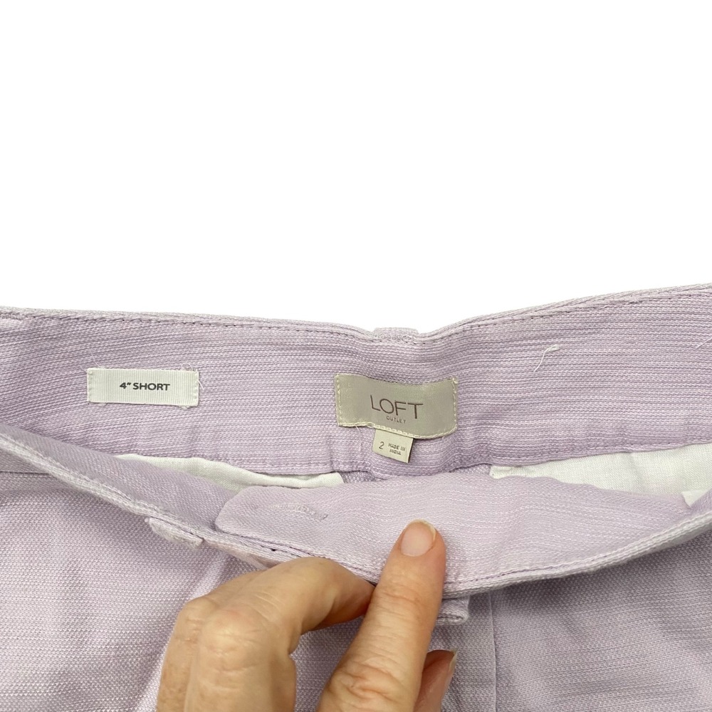 Loft Outlet Womens Lavender Purple Textured Fringe Hem 4 Inch Shorts Size 2 - Picture 2 of 8